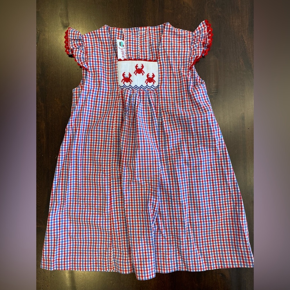 Girls 4T crab smocked dress